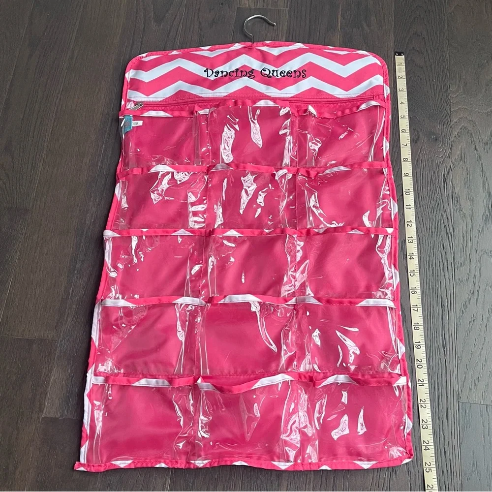 Pink Hanging Organizer with Clear Pockets